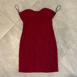 Red tight mini strapless dress